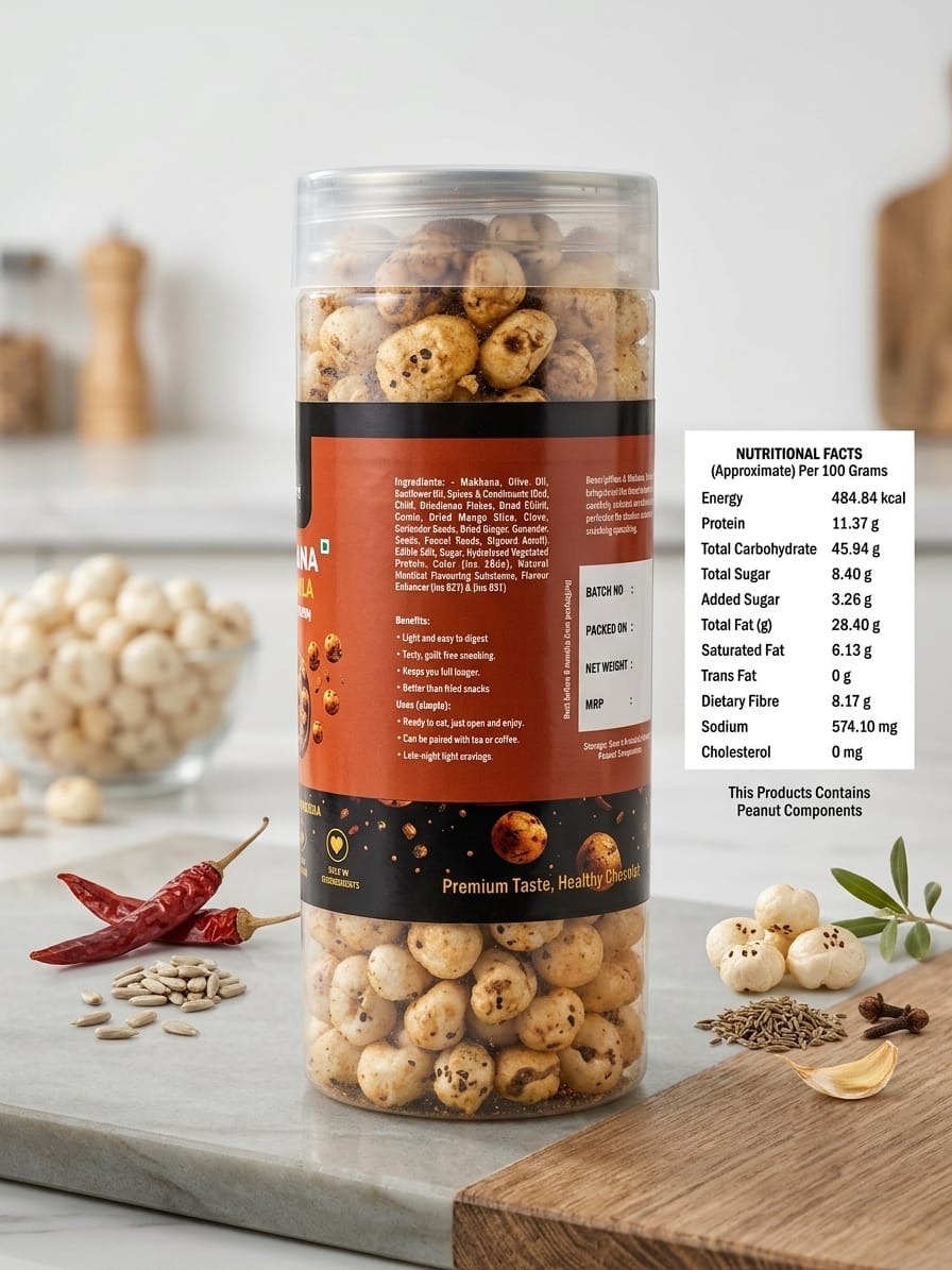 Mahiya Naturals Roasted Makhana – Mix Masal 90gm - Image 2